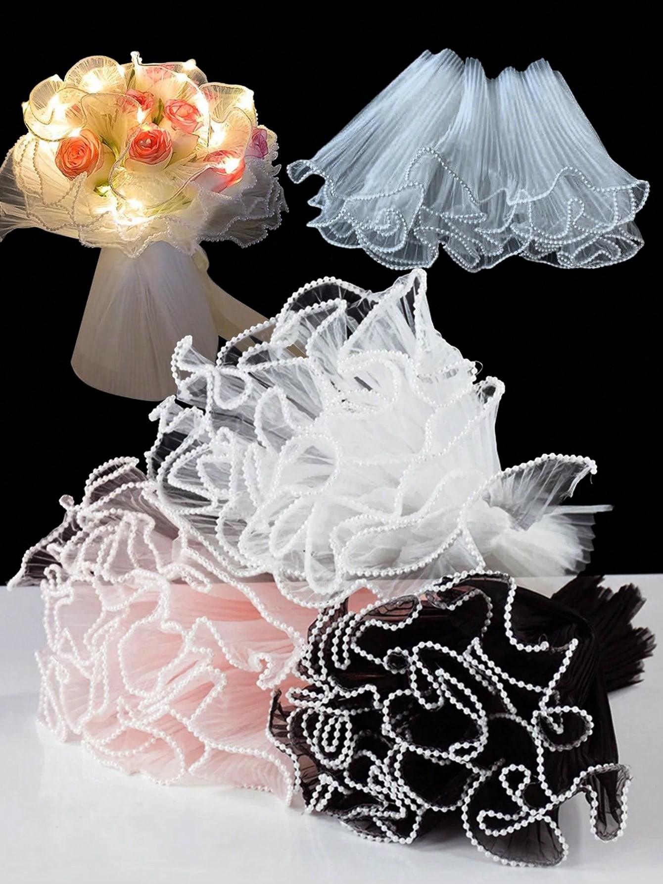 4Yards Faux Pearl Edge Flower  - Florist Supply Paper ulasan dan harga